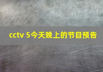 cctv 5今天晚上的节目预告